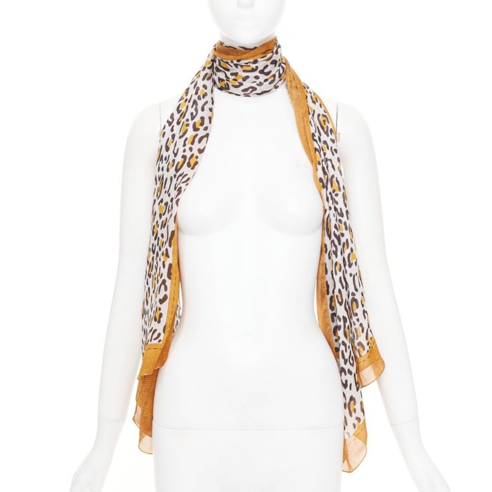Fendi Silk Leopard Print Long Scarf
